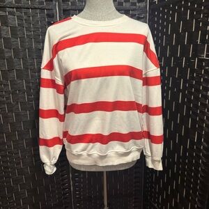 Women's Red and White Striped Sweater. Sz S